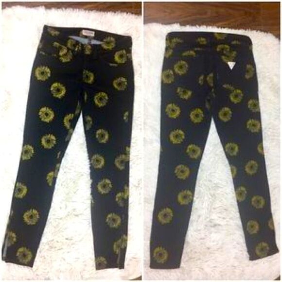 NEW Guess Black Sunflower Skinny Ankle Jeans 24 - Picture 6 of 12